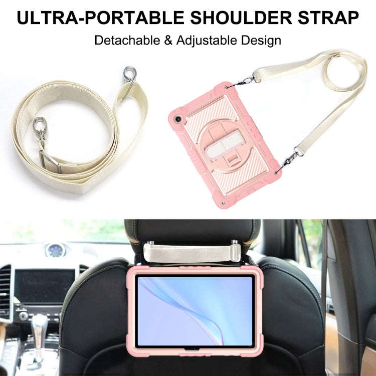 For Huawei MatePad SE 10.4 360 Degree Rotation PC Contrast Silicone Tablet Case(Rose Gold)