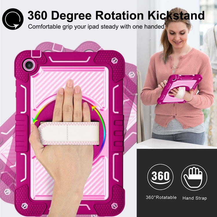 For Huawei MatePad SE 10.4 360 Degree Rotation PC Contrast Silicone Tablet Case(Rose Red + Pink)
