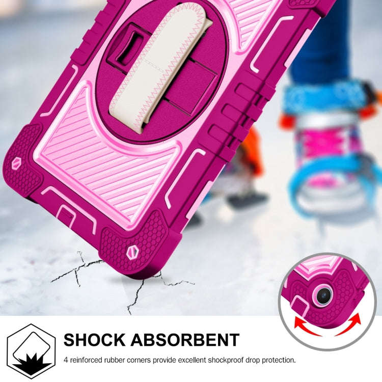 For Huawei MatePad SE 10.4 360 Degree Rotation PC Contrast Silicone Tablet Case(Rose Red + Pink)