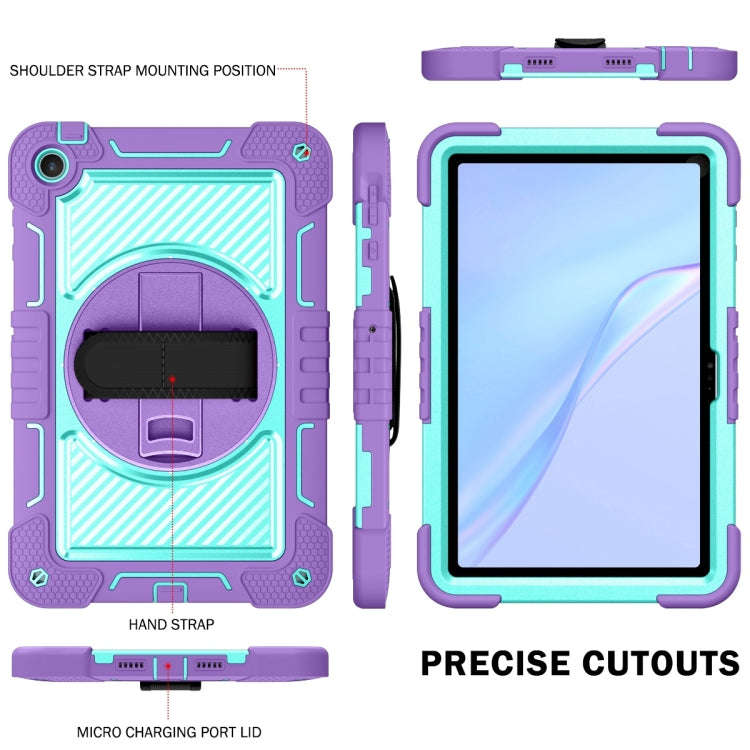 For Huawei MatePad SE 10.4 360 Degree Rotation PC Contrast Silicone Tablet Case(Purple + Mint Green)