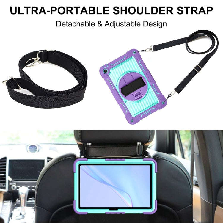 For Huawei MatePad SE 10.4 360 Degree Rotation PC Contrast Silicone Tablet Case(Purple + Mint Green)