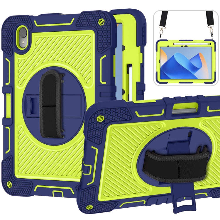 For Huawei MatePad 11 2023 360 Degree Rotation PC Contrast Silicone Tablet Case(Navy Blue + Yello...