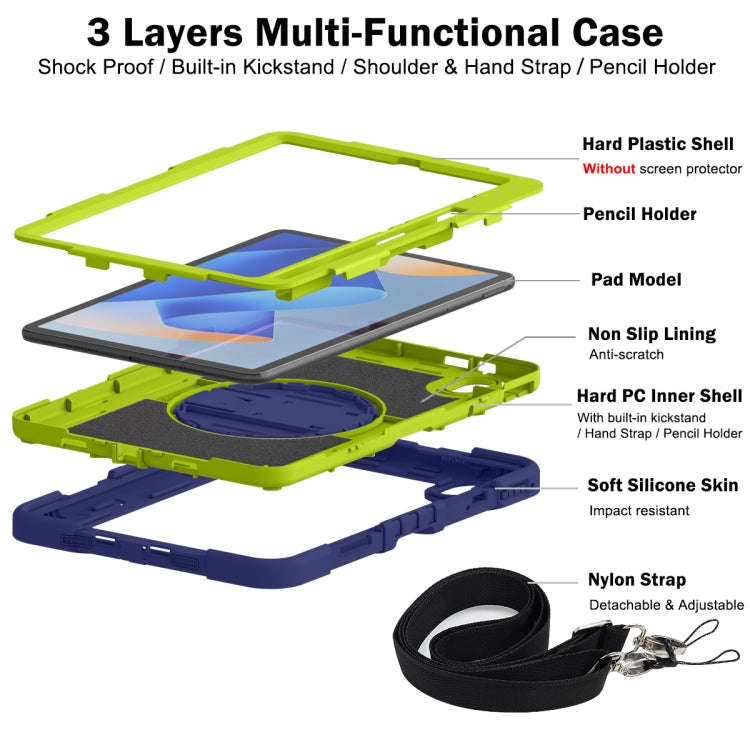 For Huawei MatePad 11 2023 360 Degree Rotation PC Contrast Silicone Tablet Case(Navy Blue + Yello...