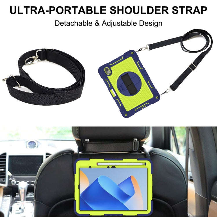 For Huawei MatePad 11 2023 360 Degree Rotation PC Contrast Silicone Tablet Case(Navy Blue + Yello...