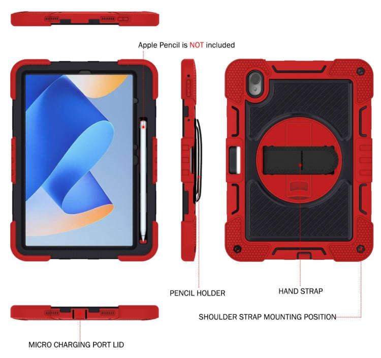 For Huawei MatePad 11 2023 360 Degree Rotation PC Contrast Silicone Tablet Case(Red + Black)
