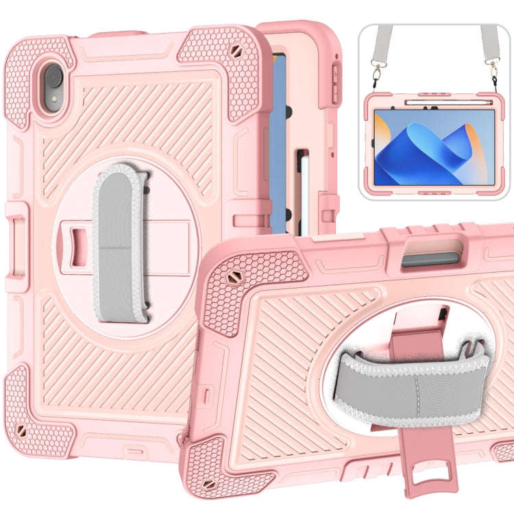 For Huawei MatePad 11 2023 360 Degree Rotation PC Contrast Silicone Tablet Case(Rose Gold)