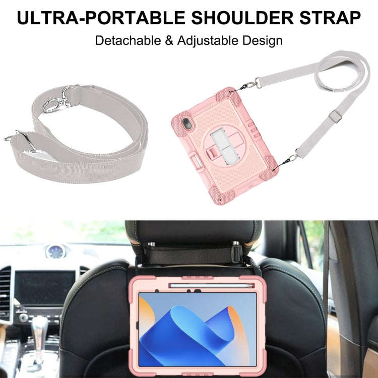 For Huawei MatePad 11 2023 360 Degree Rotation PC Contrast Silicone Tablet Case(Rose Gold)
