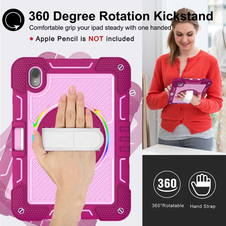 For Huawei MatePad 11 2023 360 Degree Rotation PC Contrast Silicone Tablet Case(Rose Red + Pink)