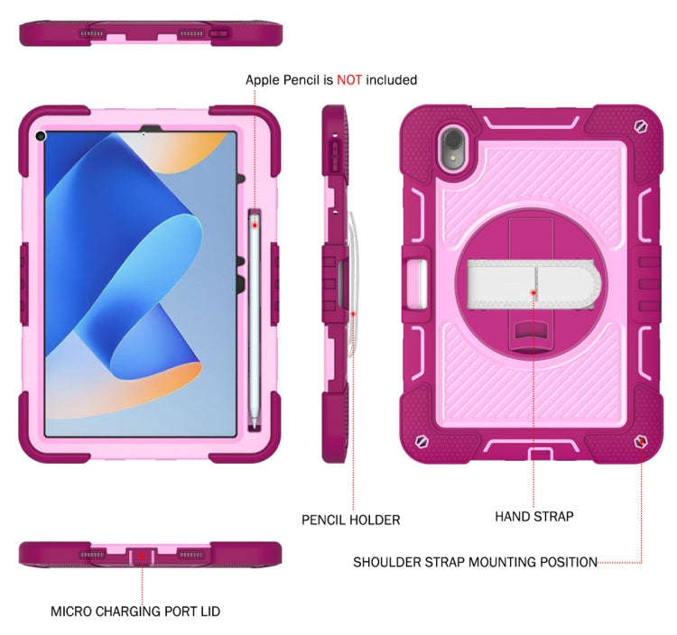 For Huawei MatePad 11 2023 360 Degree Rotation PC Contrast Silicone Tablet Case(Rose Red + Pink)