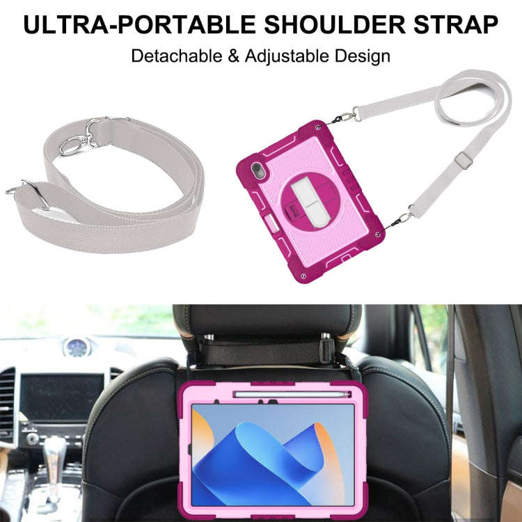 For Huawei MatePad 11 2023 360 Degree Rotation PC Contrast Silicone Tablet Case(Rose Red + Pink)