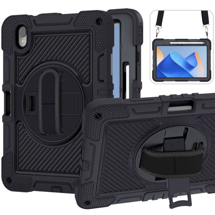 For Huawei MatePad 11 2023 360 Degree Rotation PC Contrast Silicone Tablet Case(Black)