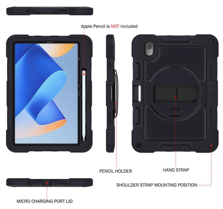 For Huawei MatePad 11 2023 360 Degree Rotation PC Contrast Silicone Tablet Case(Black)