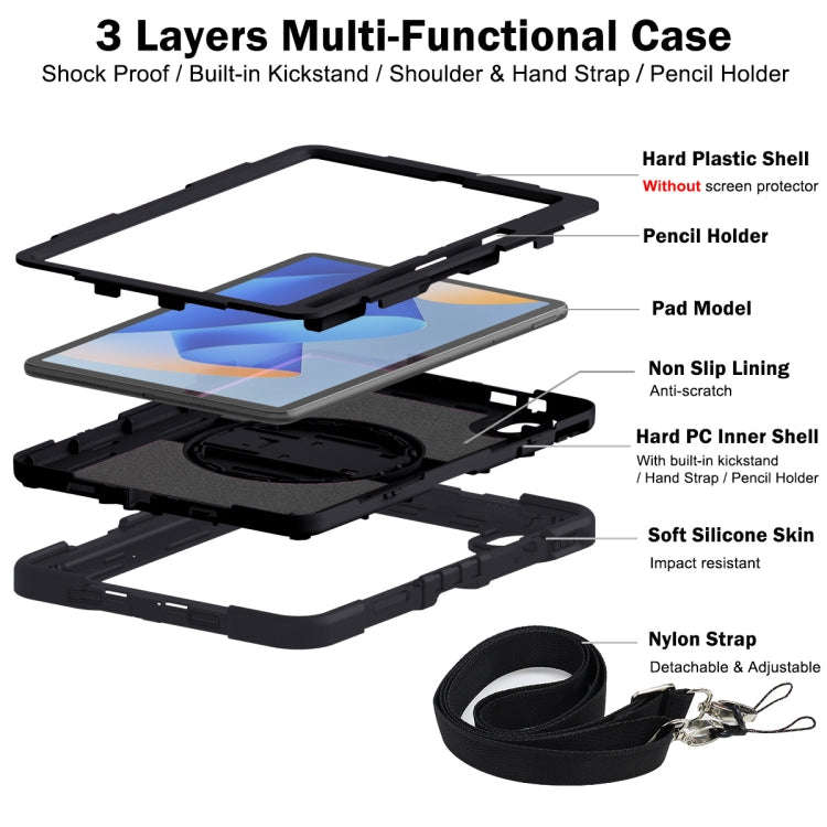 For Huawei MatePad 11 2023 360 Degree Rotation PC Contrast Silicone Tablet Case(Black)