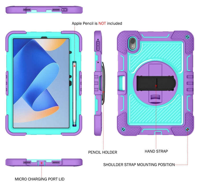 For Huawei MatePad 11 2023 360 Degree Rotation PC Contrast Silicone Tablet Case(Purple + Mint Green)
