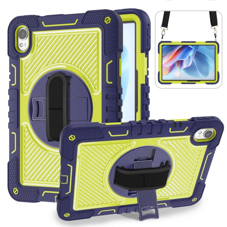 For Huawei MatePad 11.5 2023 360 Degree Rotation PC Contrast Silicone Tablet Case(Navy Blue + Yel...