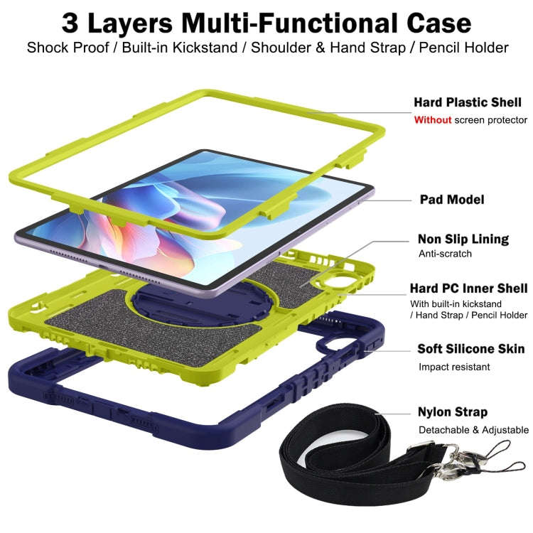 For Huawei MatePad 11.5 2023 360 Degree Rotation PC Contrast Silicone Tablet Case(Navy Blue + Yel...
