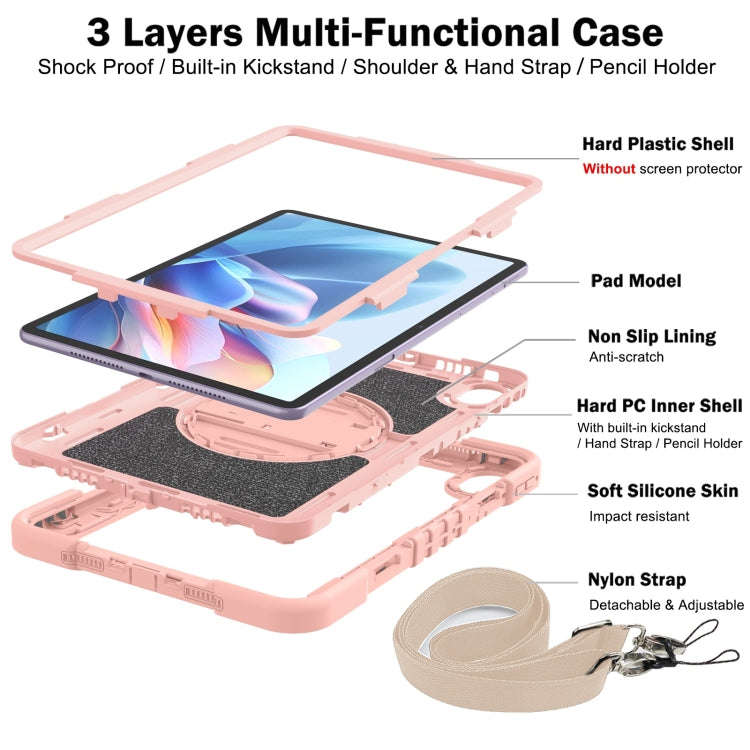For Huawei MatePad 11.5 2023 360 Degree Rotation PC Contrast Silicone Tablet Case(Rose Gold)