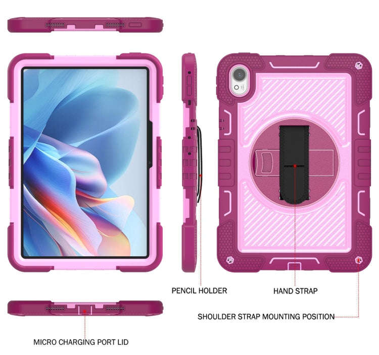 For Huawei MatePad 11.5 2023 360 Degree Rotation PC Contrast Silicone Tablet Case(Rose Red + Pink)