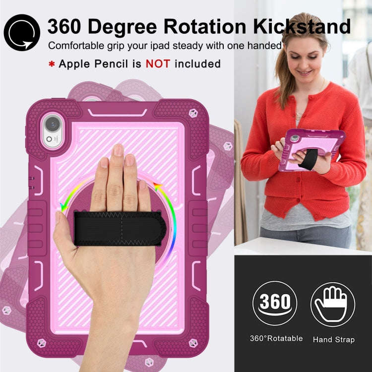 For Huawei MatePad 11.5 2023 360 Degree Rotation PC Contrast Silicone Tablet Case(Rose Red + Pink)