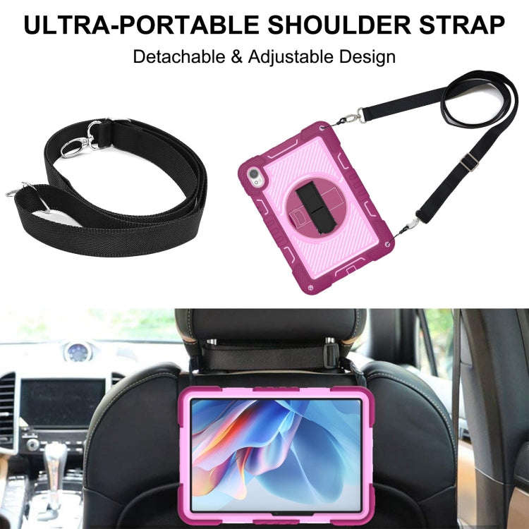 For Huawei MatePad 11.5 2023 360 Degree Rotation PC Contrast Silicone Tablet Case(Rose Red + Pink)