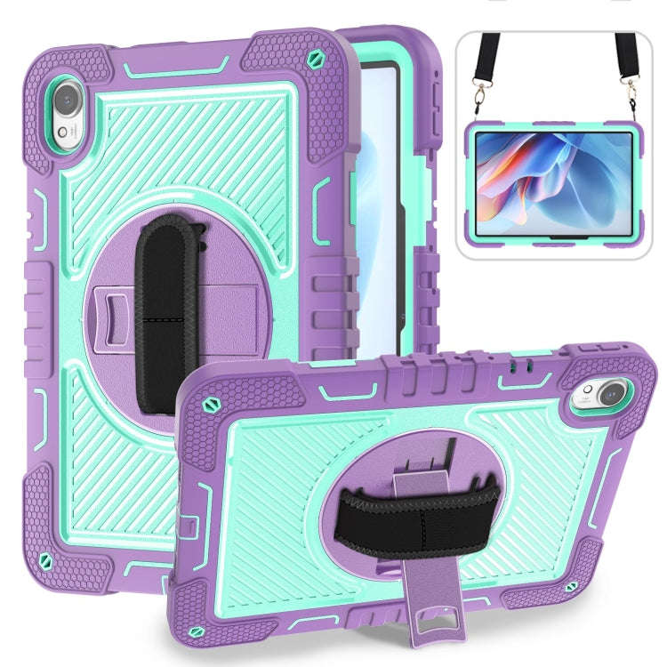 For Huawei MatePad 11.5 2023 360 Degree Rotation PC Contrast Silicone Tablet Case(Purple + Mint G...