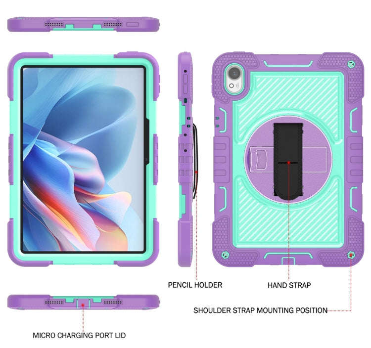 For Huawei MatePad 11.5 2023 360 Degree Rotation PC Contrast Silicone Tablet Case(Purple + Mint G...