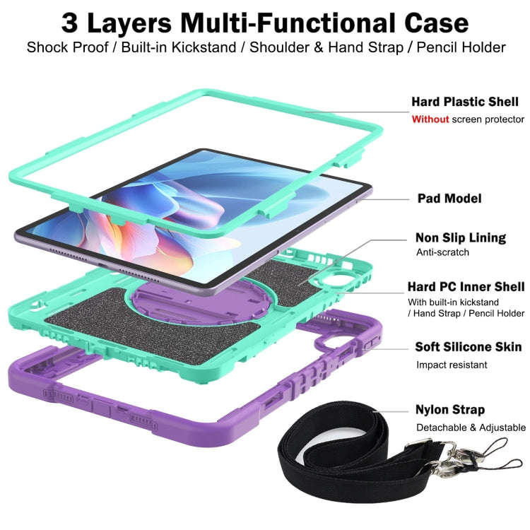 For Huawei MatePad 11.5 2023 360 Degree Rotation PC Contrast Silicone Tablet Case(Purple + Mint G...