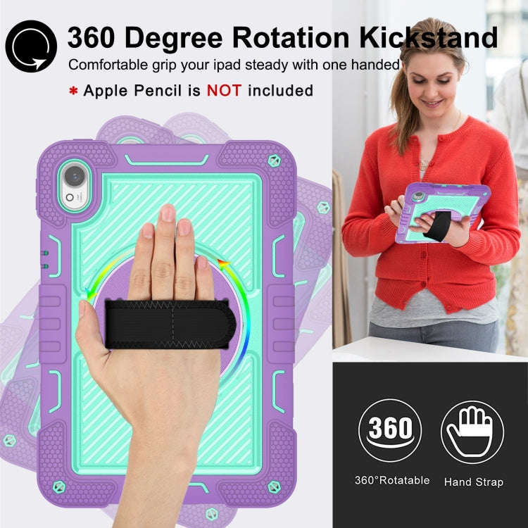 For Huawei MatePad 11.5 2023 360 Degree Rotation PC Contrast Silicone Tablet Case(Purple + Mint G...