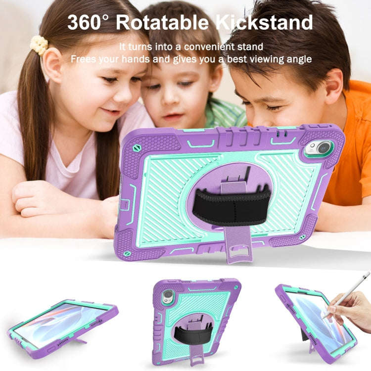 For Huawei MatePad 11.5 2023 360 Degree Rotation PC Contrast Silicone Tablet Case(Purple + Mint G...