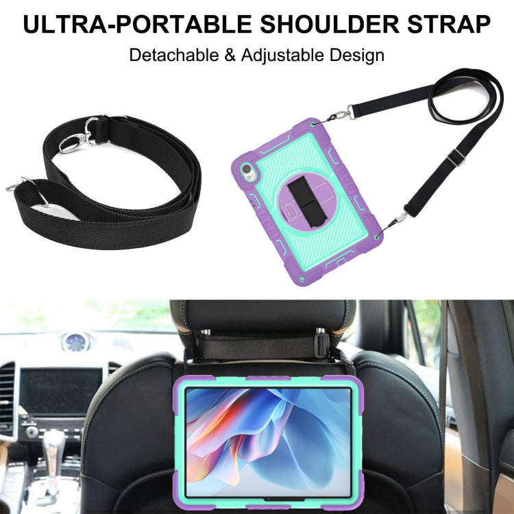 For Huawei MatePad 11.5 2023 360 Degree Rotation PC Contrast Silicone Tablet Case(Purple + Mint G...