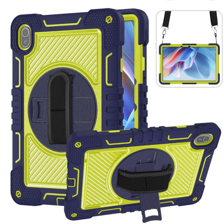 For Huawei MatePad SE 11 360 Degree Rotation PC Contrast Silicone Tablet Case(Navy Blue + Yellow ...