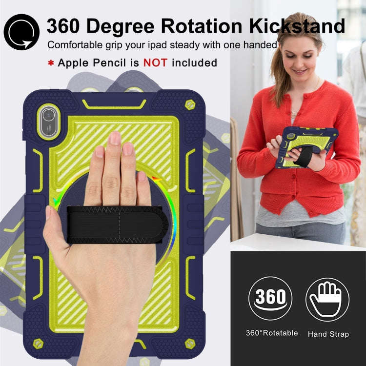 For Huawei MatePad SE 11 360 Degree Rotation PC Contrast Silicone Tablet Case(Navy Blue + Yellow ...