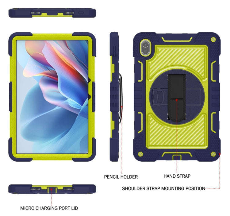 For Huawei MatePad SE 11 360 Degree Rotation PC Contrast Silicone Tablet Case(Navy Blue + Yellow ...