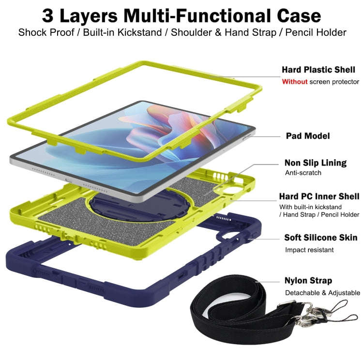 For Huawei MatePad SE 11 360 Degree Rotation PC Contrast Silicone Tablet Case(Navy Blue + Yellow ...