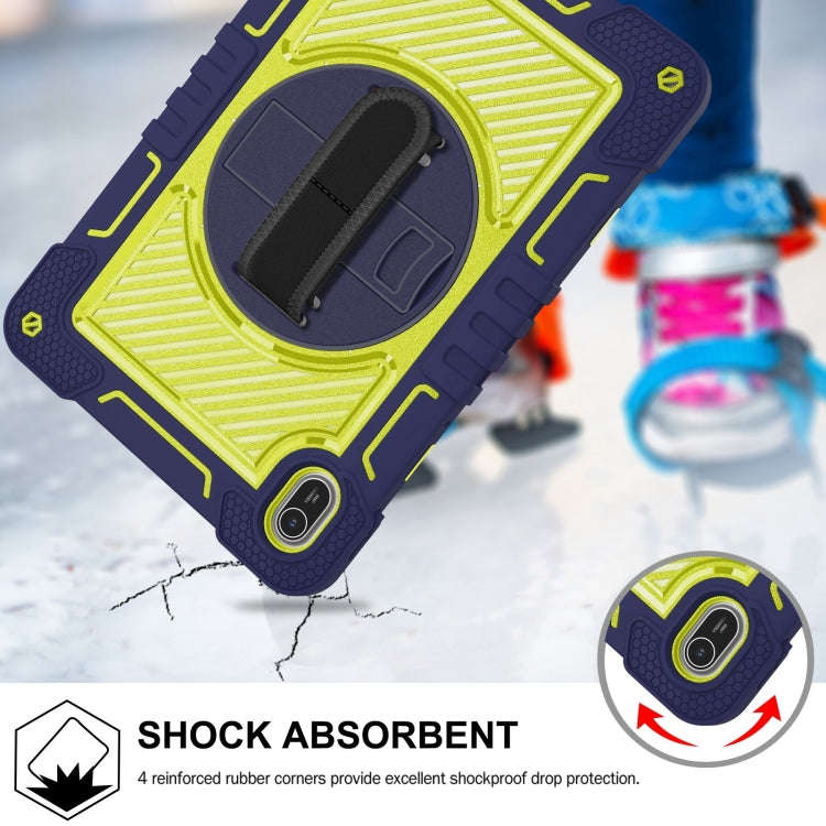 For Huawei MatePad SE 11 360 Degree Rotation PC Contrast Silicone Tablet Case(Navy Blue + Yellow ...