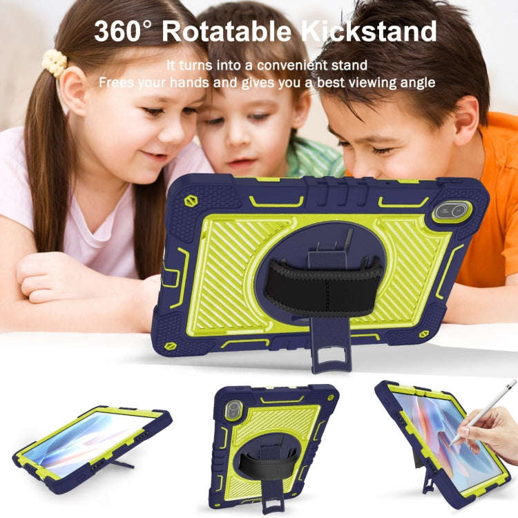 For Huawei MatePad SE 11 360 Degree Rotation PC Contrast Silicone Tablet Case(Navy Blue + Yellow ...