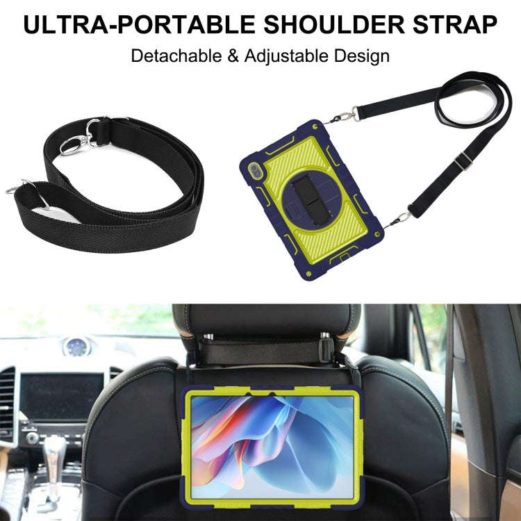For Huawei MatePad SE 11 360 Degree Rotation PC Contrast Silicone Tablet Case(Navy Blue + Yellow ...