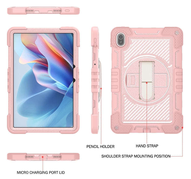 For Huawei MatePad SE 11 360 Degree Rotation PC Contrast Silicone Tablet Case(Rose Gold)