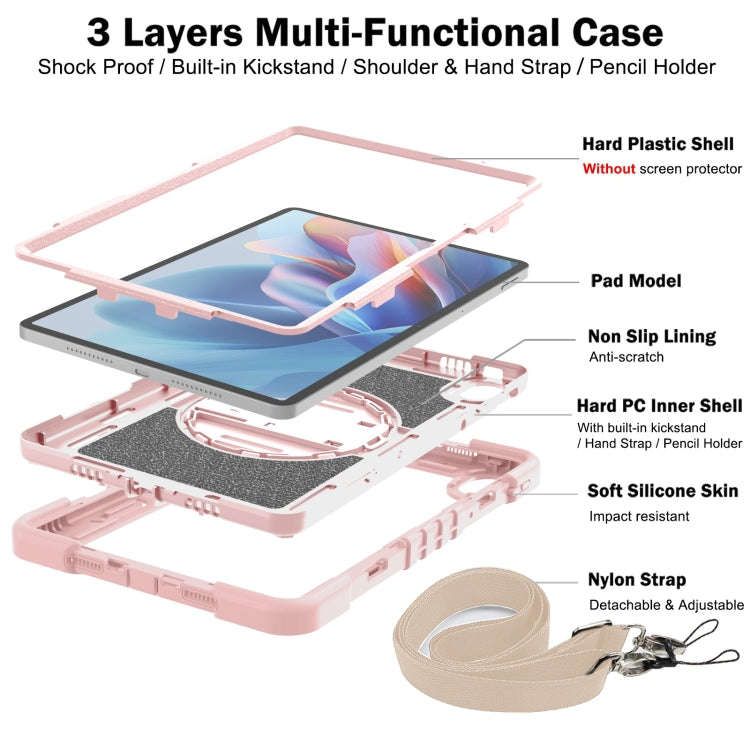 For Huawei MatePad SE 11 360 Degree Rotation PC Contrast Silicone Tablet Case(Rose Gold)