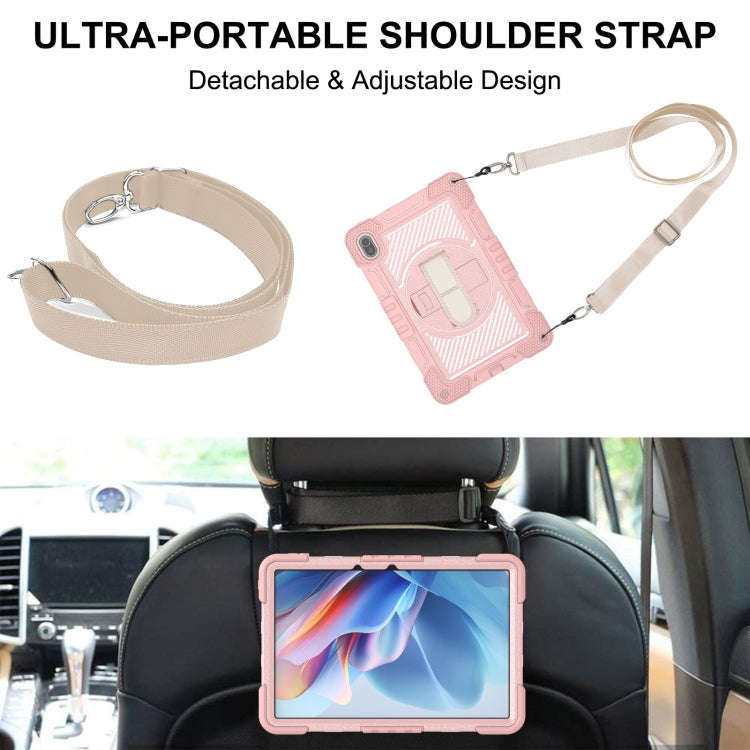 For Huawei MatePad SE 11 360 Degree Rotation PC Contrast Silicone Tablet Case(Rose Gold)