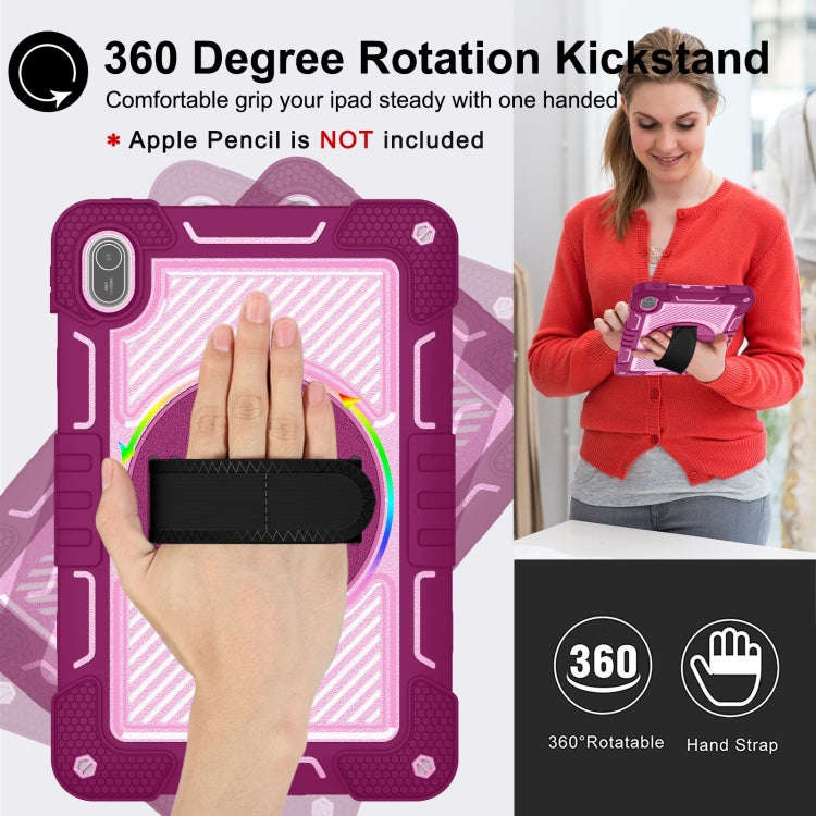 For Huawei MatePad SE 11 360 Degree Rotation PC Contrast Silicone Tablet Case(Rose Red + Pink)