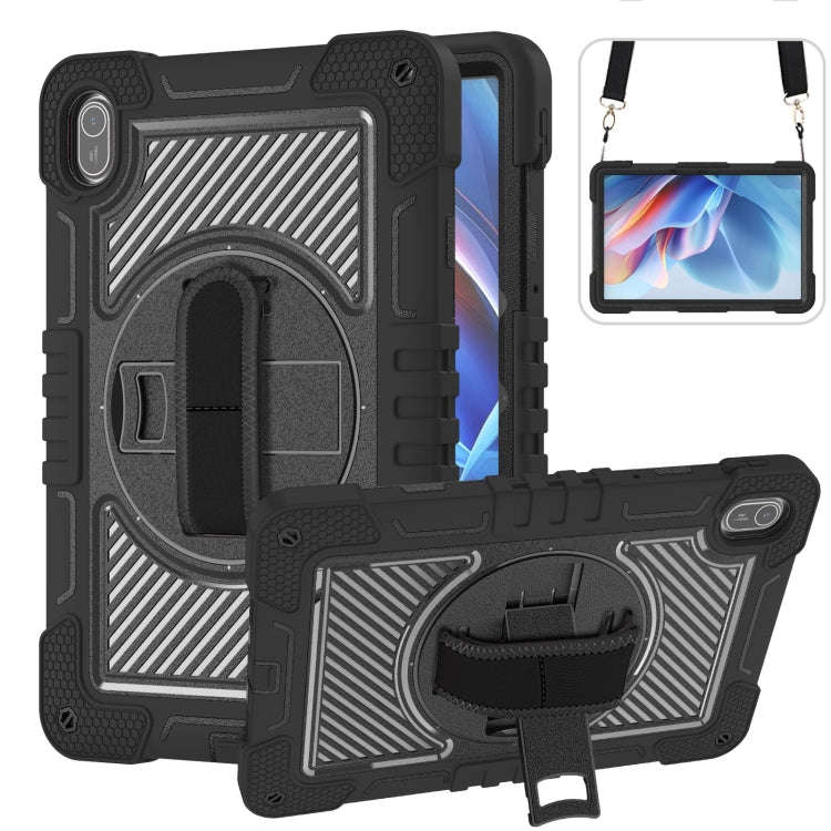 For Huawei MatePad SE 11 360 Degree Rotation PC Contrast Silicone Tablet Case(Black)