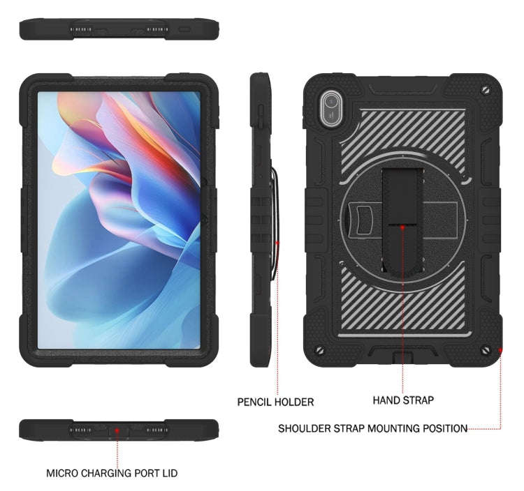 For Huawei MatePad SE 11 360 Degree Rotation PC Contrast Silicone Tablet Case(Black)