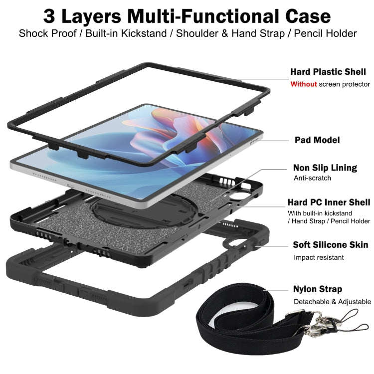 For Huawei MatePad SE 11 360 Degree Rotation PC Contrast Silicone Tablet Case(Black)