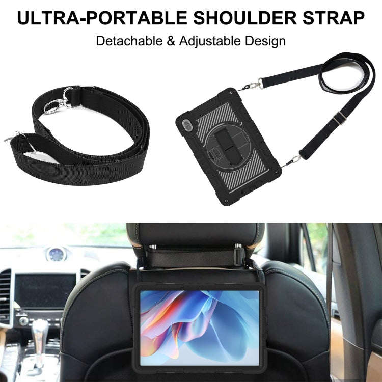 For Huawei MatePad SE 11 360 Degree Rotation PC Contrast Silicone Tablet Case(Black)