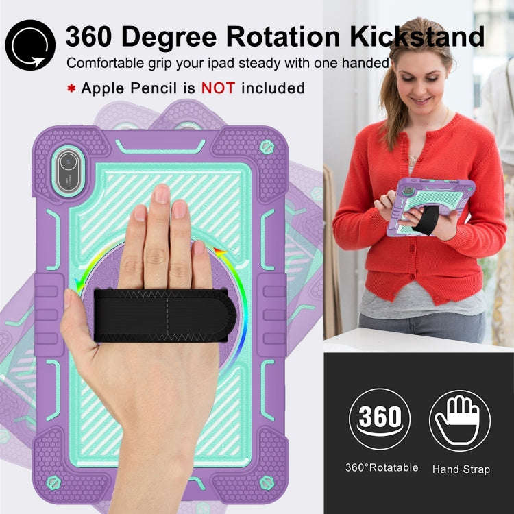 For Huawei MatePad SE 11 360 Degree Rotation PC Contrast Silicone Tablet Case(Purple + Mint Green)