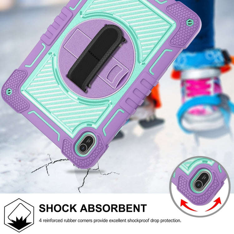 For Huawei MatePad SE 11 360 Degree Rotation PC Contrast Silicone Tablet Case(Purple + Mint Green)