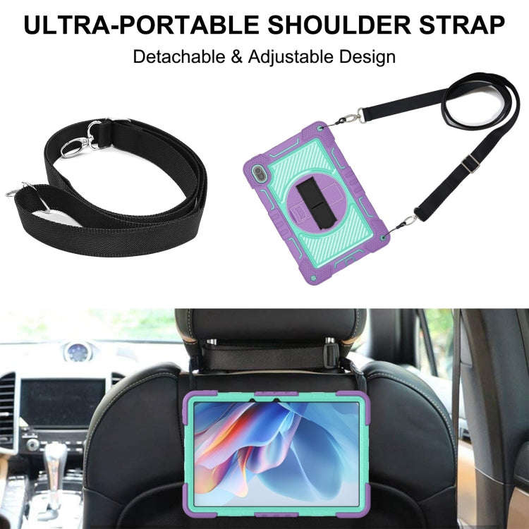 For Huawei MatePad SE 11 360 Degree Rotation PC Contrast Silicone Tablet Case(Purple + Mint Green)
