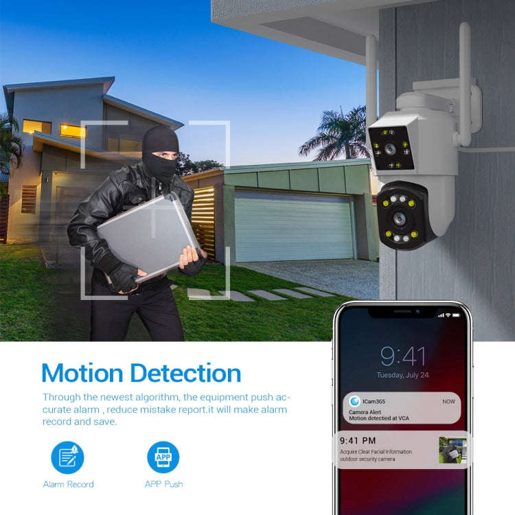 ESCAM PT210 2x3MP Dual Lens Dual Screen Monitor WiFi Camera Support Two-way Voice & Motion Detect...