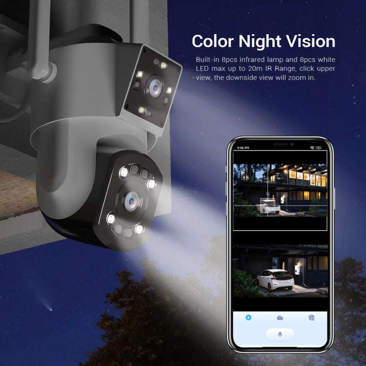 ESCAM PT210 2x3MP Dual Lens Dual Screen Monitor WiFi Camera Support Two-way Voice & Motion Detect...
